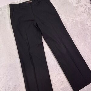 Reiss Women's Wide Leg Trousers Pants Size 12 Black Virgin Wool Blend Office